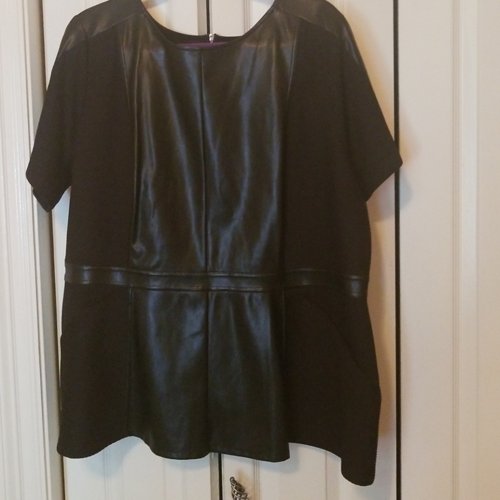 Faux leather peplum top